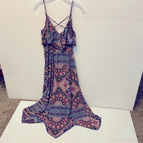 American Eagle Outfitters Multicolor Paisley Boho Maxi Dress Sz M - Picture 2 of 10